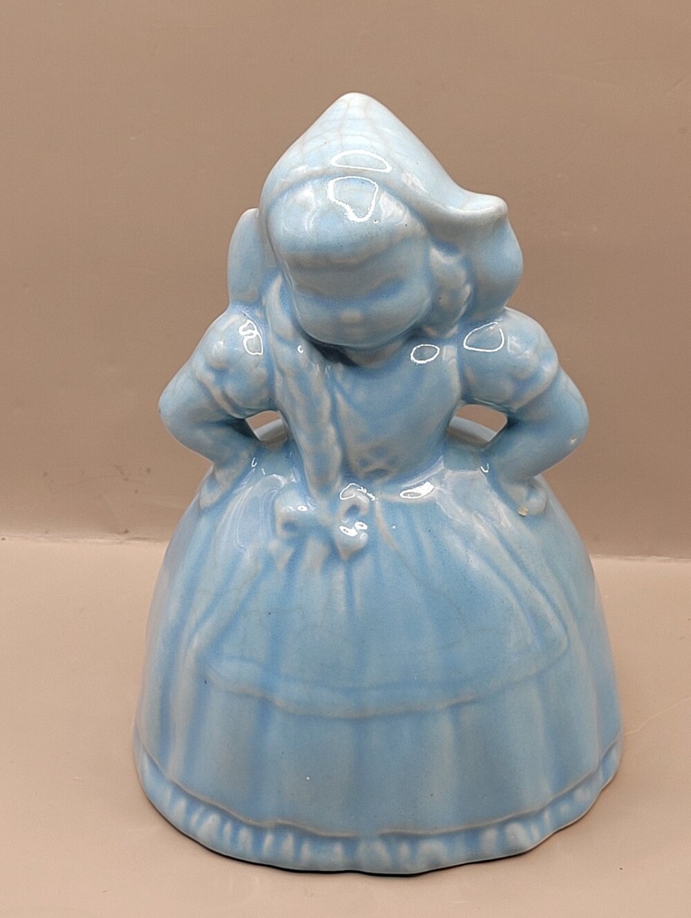 Vintage Blue Pottery Dutch Girl Planter Vase Holland Style 6" Hand Painted